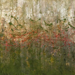 pigment, fiber, fine silver leaf, patina on Kumohadamashi paper, 8x8" - SOLD