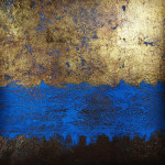 Silver leaf, pigment on paper, 8 x 8"