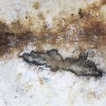 ink, tea on handmade paper, 6"x6" - SOLD